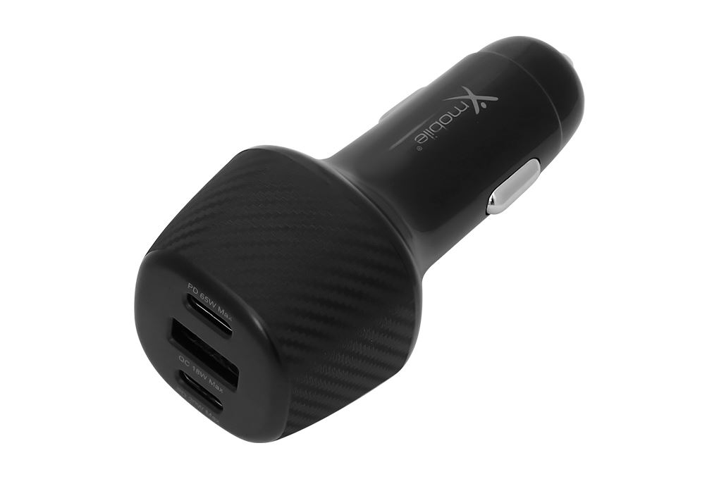 Sạc xe hơi 3 cổng Type C PD QC 3.0 65W Xmobile SN-612 Màu Đen