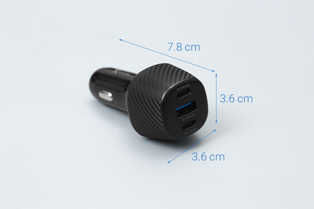 Sạc xe hơi 3 cổng Type C PD QC 3.0 65W Xmobile SN-612 Màu Đen