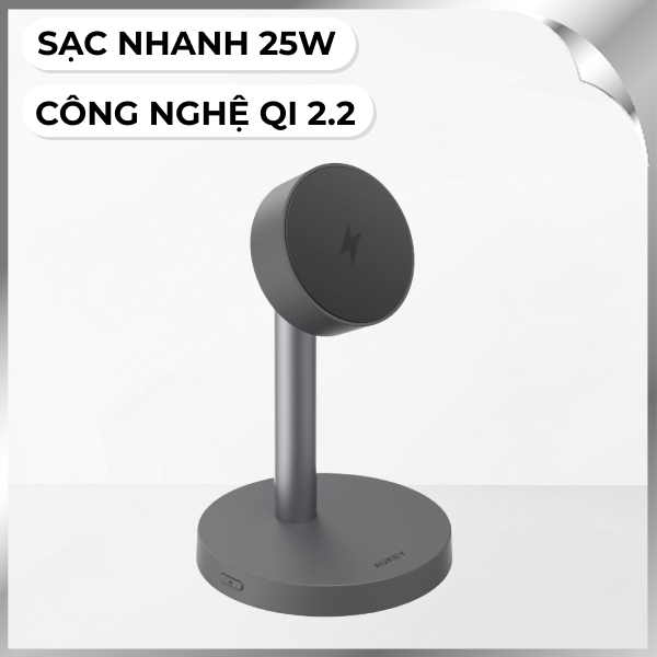 Đế sạc nhanh không dây Qi2.2 Aukey LC-MC111