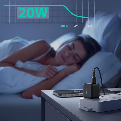 Sạc nhanh Type-C PD 20W Aukey PA-B1T Omnia Màu Đen