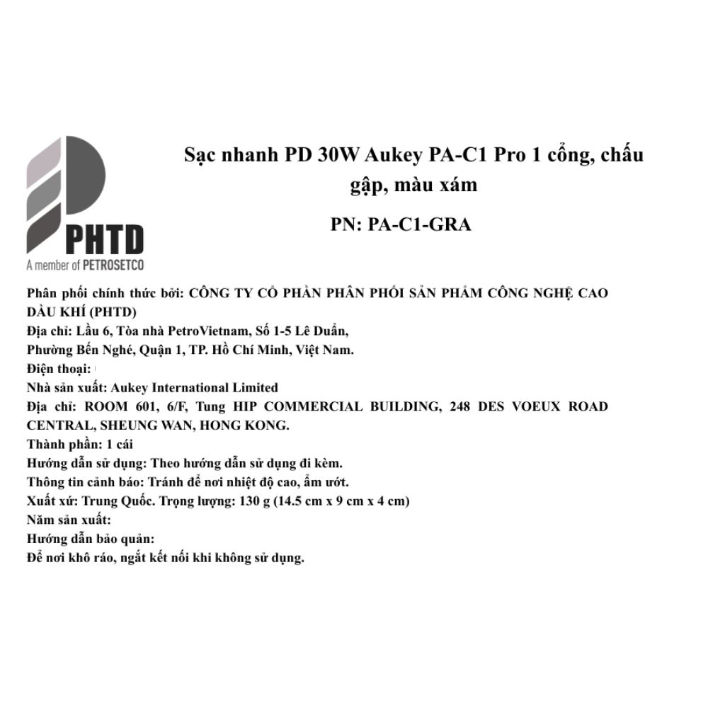 Sạc nhanh Type-C PD 30W Aukey PA-C1 Pro - 10