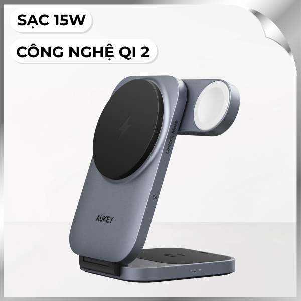Đế sạc không dây 3 in 1 Aukey LC-MC312
