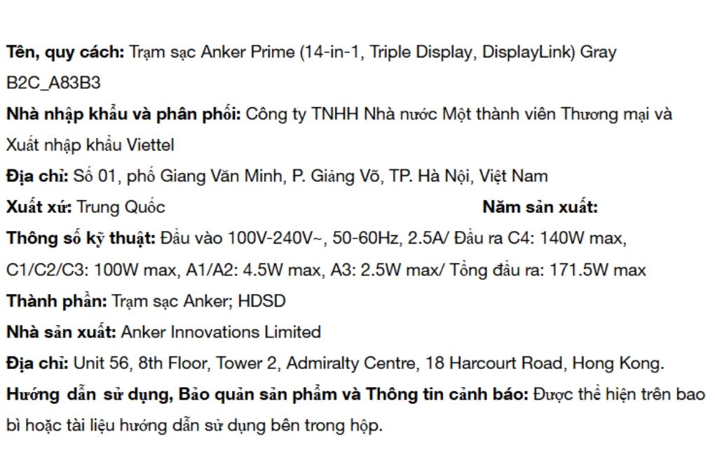 Trạm sạc nhanh chuyển đổi 14-in-1 140W Triple Display Anker Prime Docking Station A83B3 - 8
