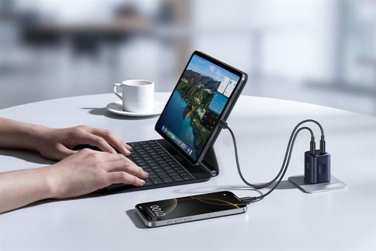 Sạc nhanh 2 cổng Type-C PD GaN6 Pro 45W Baseus PicoGo AN13 E0121G Màu Đen