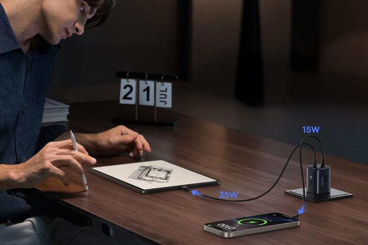 Sạc nhanh 2 cổng Type-C PD GaN6 Pro 45W Baseus PicoGo AN13 E0121G Màu Đen