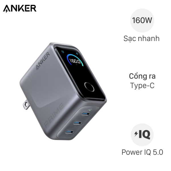 Sạc nhanh 3 cổng Anker Prime A2687 AI LED Display