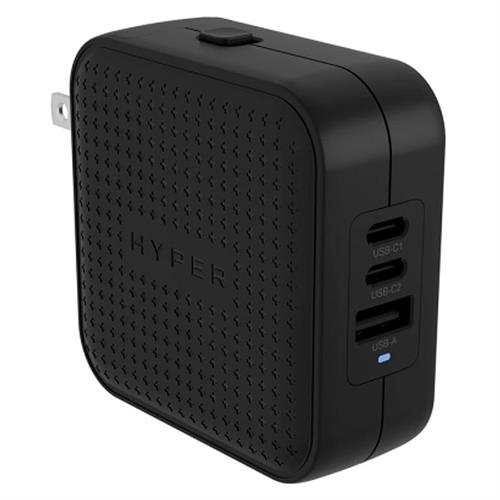 Sạc nhanh 3 cổng USB Type-C PD QC 3.0 GaN 70W HyperJuice HJ1003WHWWGL - Đen Màu Đen