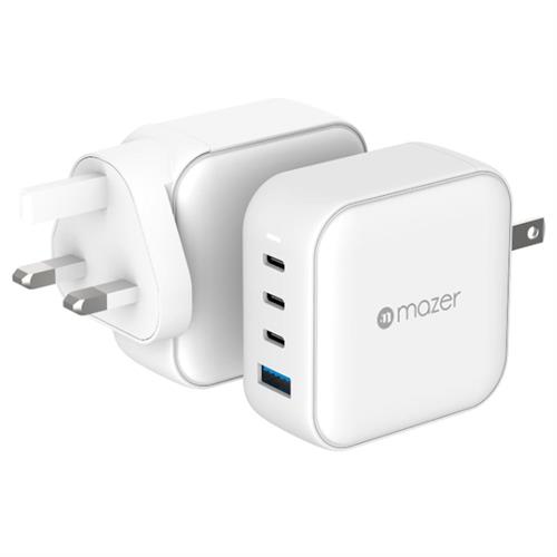 Sạc nhanh 4 cổng USB Type-C PD QC 4+ GaN 100W Mazer M-GAN100W-BC Màu Trắng