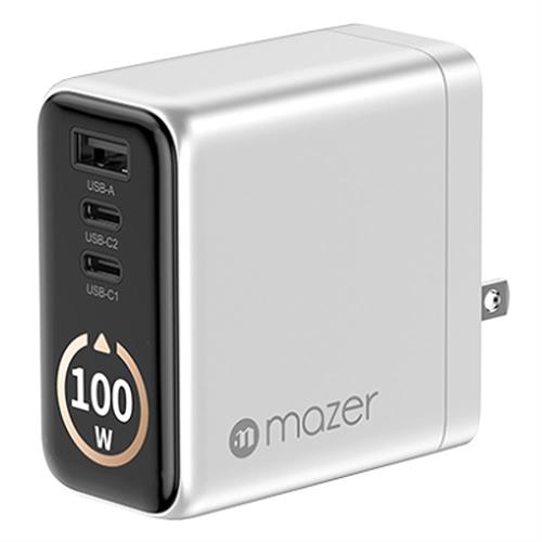 Sạc nhanh 3 cổng USB Type-C PD GaN 100W Mazer M-Ai-G100W-V7-SV Màu Bạc