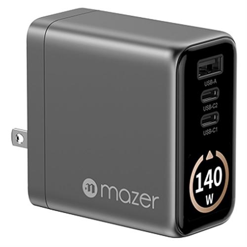 Sạc nhanh 3 cổng USB Type-C PD GaN 140W Mazer M-Ai-G140W-V7-BG Màu Đen - Xám
