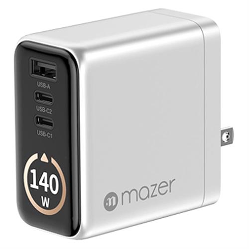 Sạc nhanh 3 cổng USB Type-C PD GaN 140W Mazer M-Ai-G140W-V7-SV Màu Bạc