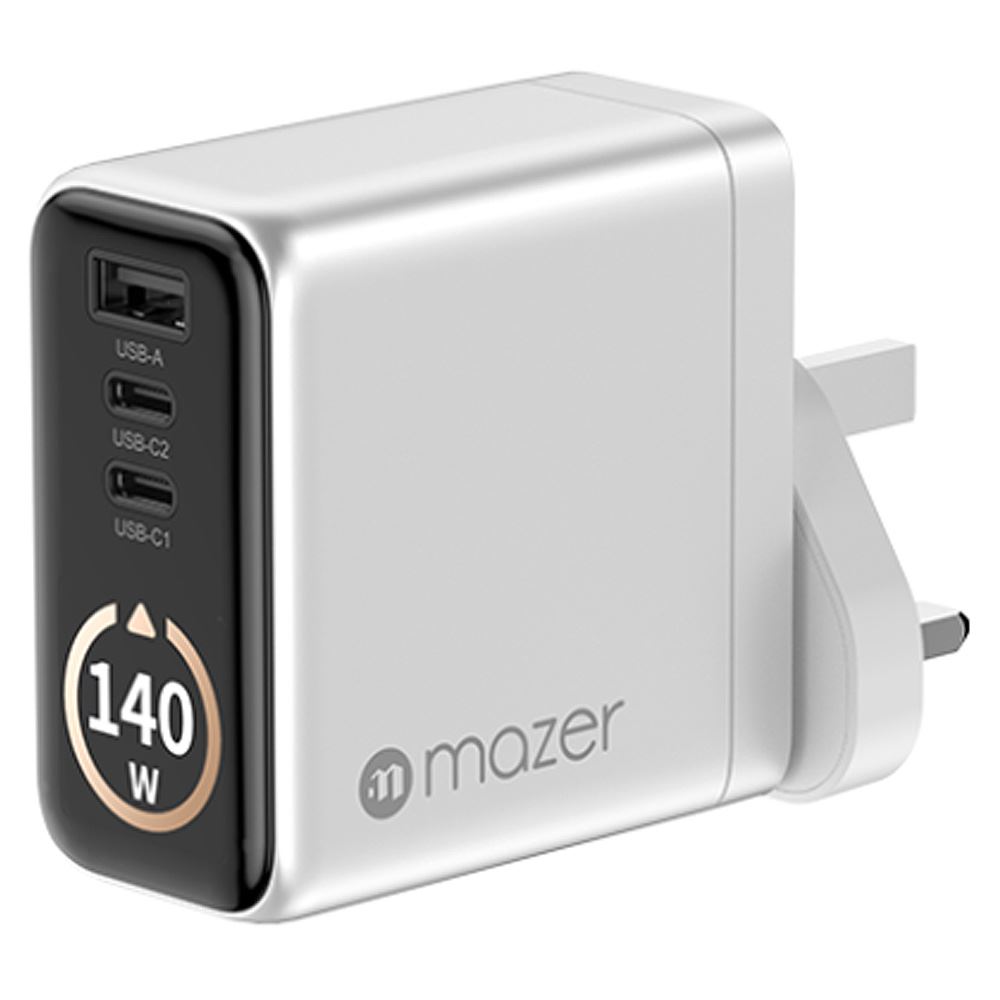 Sạc nhanh 3 cổng USB Type-C PD GaN 140W Mazer M-Ai-G140W-V7-BG - Số cổng