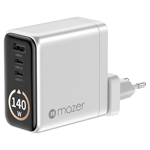 Sạc nhanh 3 cổng USB Type-C PD GaN 140W Mazer M-Ai-G140W-V7-SV Màu Bạc