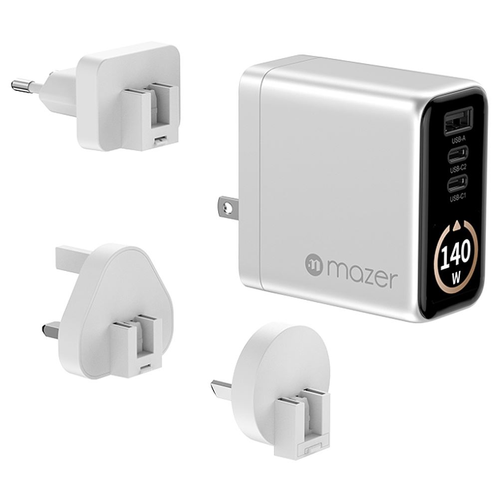 Sạc nhanh 3 cổng USB Type-C PD GaN 140W Mazer M-Ai-G140W-V7-BG - Số plug