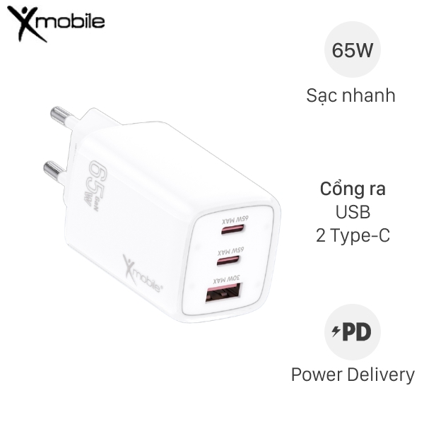 Sạc nhanh 3 cổng Xmobile TC-095CA65G