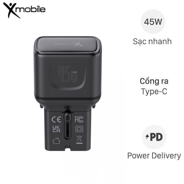 Sạc nhanh đa năng Universal PD GaN 45W Xmobile G545