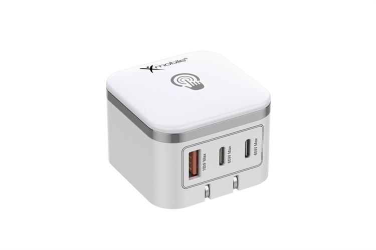 Sạc nhanh 3 cổng tích hợp đèn cảm ứng GaN3 65W Xmobile TFL-65W-01 Màu Trắng