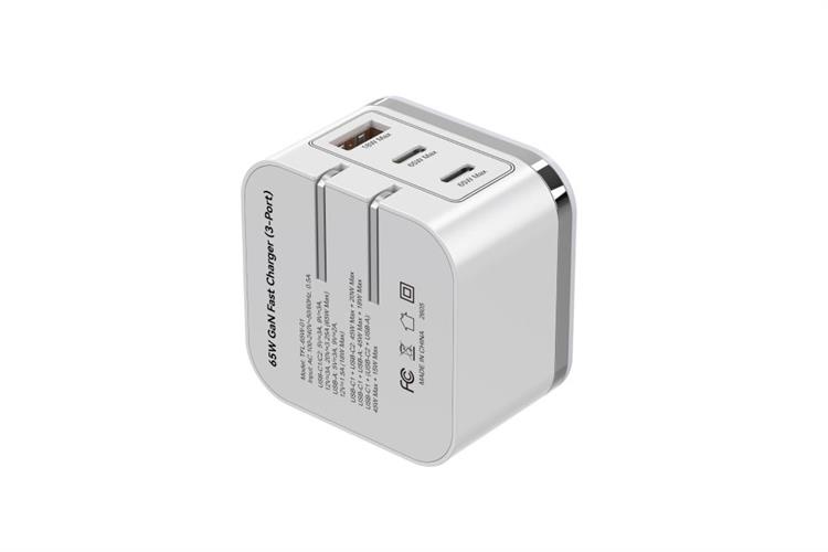 Sạc nhanh 3 cổng tích hợp đèn cảm ứng GaN3 65W Xmobile TFL-65W-01 Màu Trắng