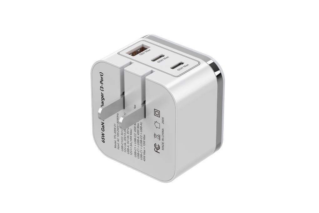 Sạc nhanh 3 cổng tích hợp đèn cảm ứng GaN3 65W Xmobile TFL-65W-01 Màu Trắng