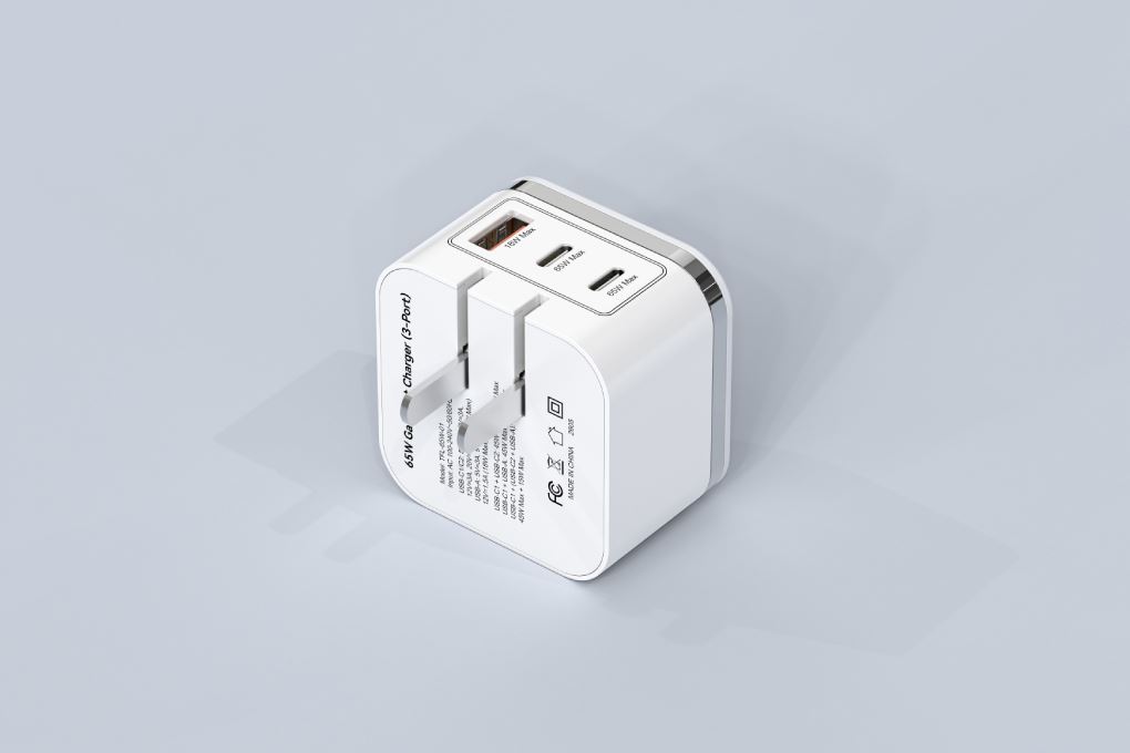 Sạc nhanh 3 cổng tích hợp đèn cảm ứng GaN3 65W Xmobile TFL-65W-01 Màu Trắng