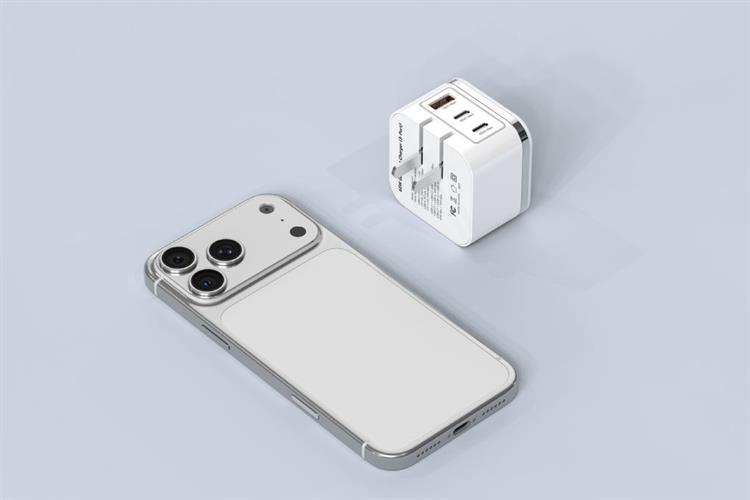 Sạc nhanh 3 cổng tích hợp đèn cảm ứng GaN3 65W Xmobile TFL-65W-01 Màu Trắng