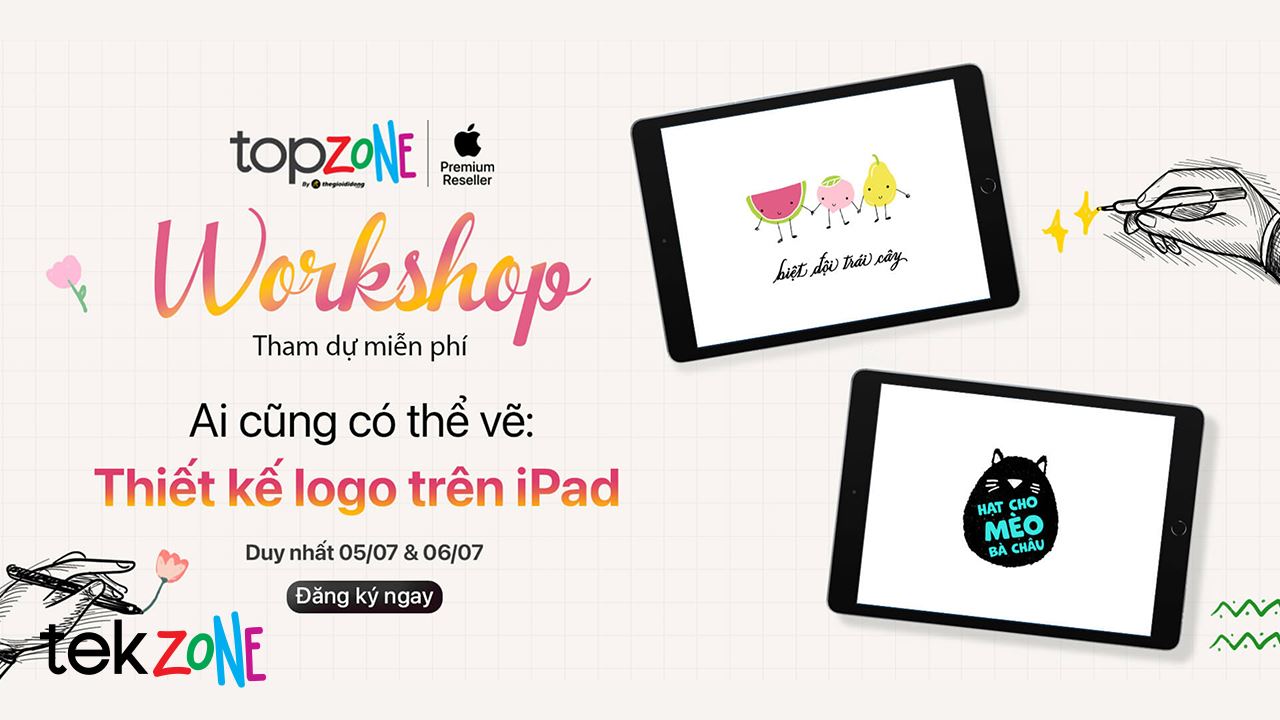 Đánh thức tài năng nghệ thuật với workshop miễn phí: Thiết kế logo trên iPad tại TopZone cuối tuần này