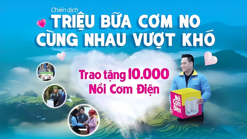 Dien May Xanh Trao Tang 10.000 Noi Com Dien Cho Nguoi Dan Vung Lu