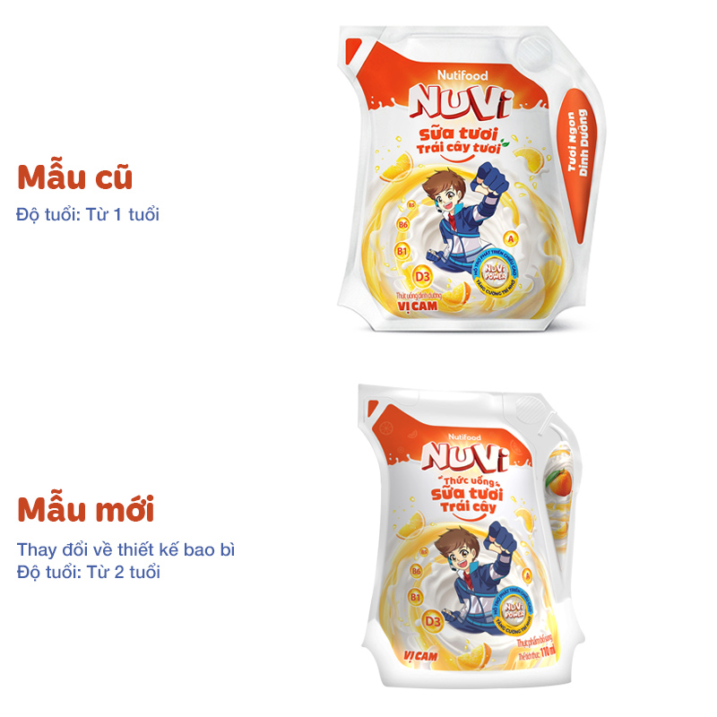 Thùng 24 túi sữa tươi trái cây Nutifood NuVi hương cam 110 ml (từ 2 tuổi) 3