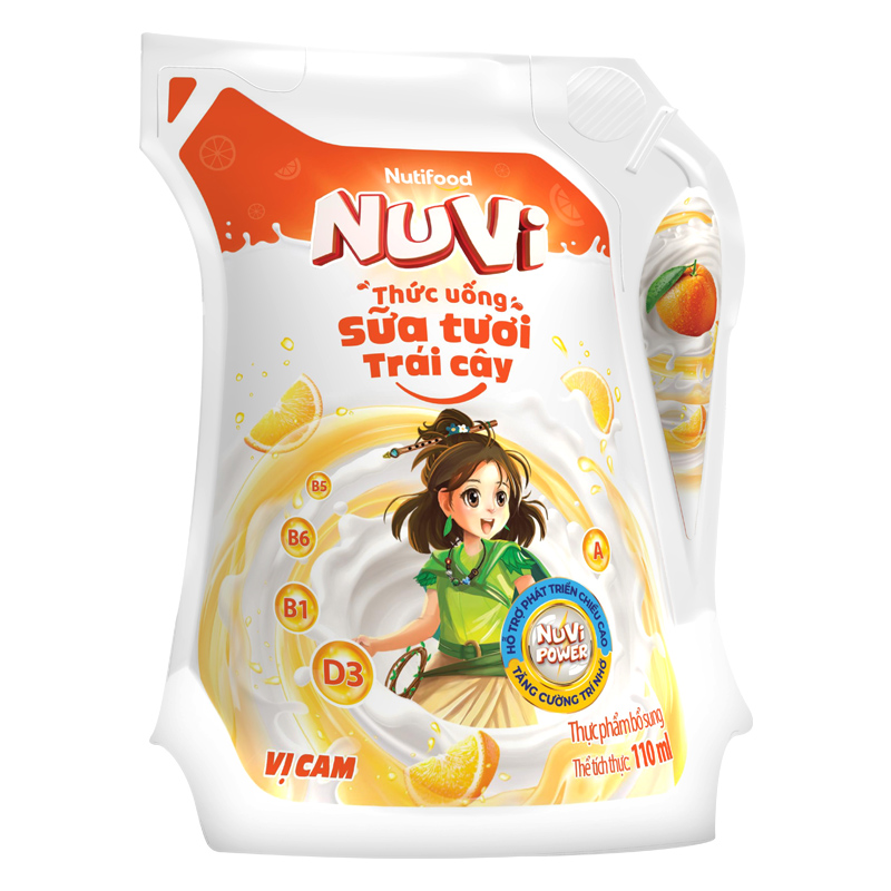 Thùng 24 túi sữa tươi trái cây Nutifood NuVi hương cam 110 ml (từ 2 tuổi) 5