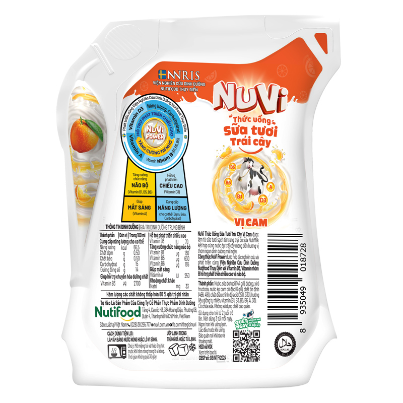 Thùng 24 túi sữa tươi trái cây Nutifood NuVi hương cam 110 ml (từ 2 tuổi) 6