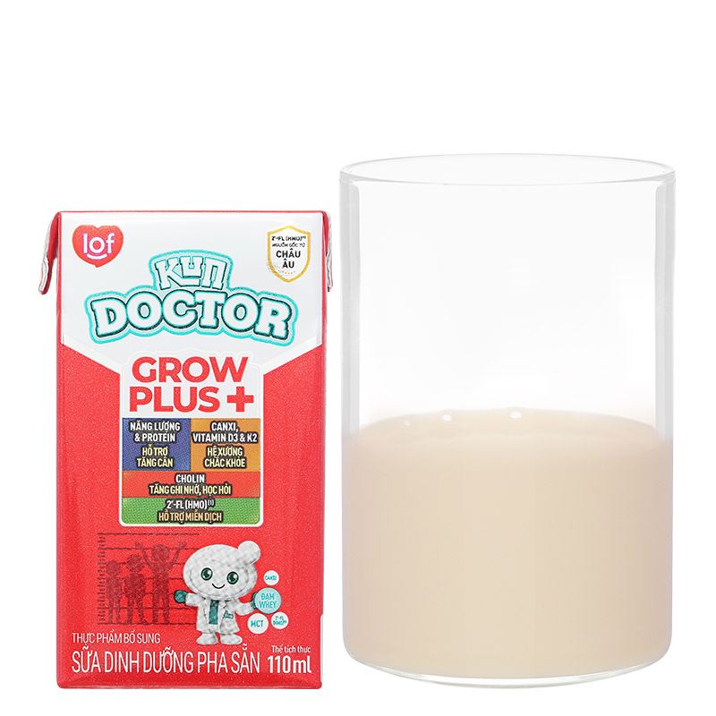 Thùng 48 hộp sữa pha sẵn Kun Doctor Grow Plus+ hương vani 110 ml cho trẻ suy dinh dưỡng, thấp còi (từ 1 tuổi) 13