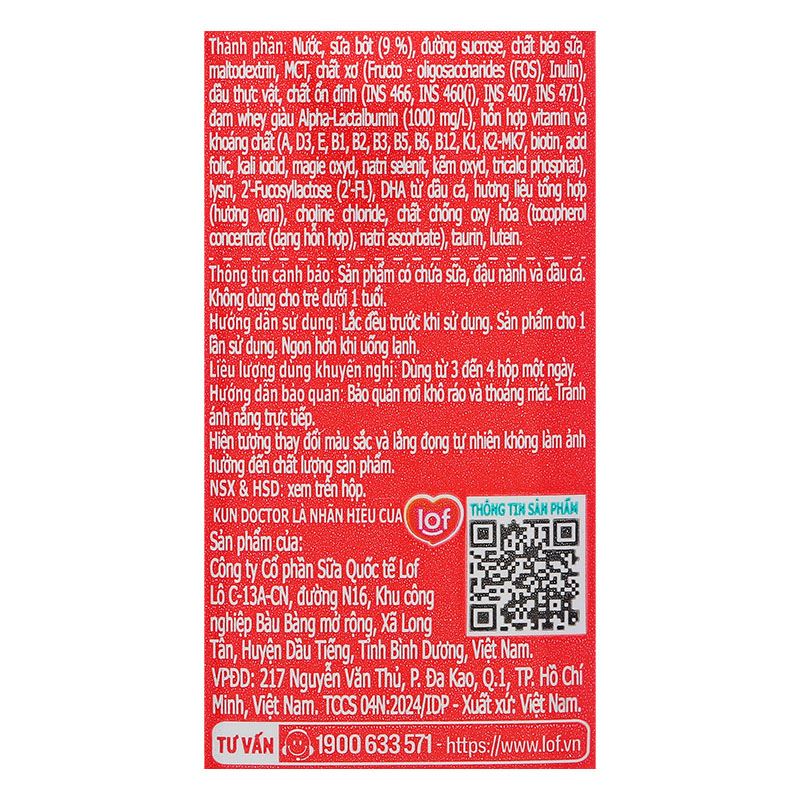 Thùng 48 hộp sữa pha sẵn Kun Doctor Grow Plus+ hương vani 110 ml cho trẻ suy dinh dưỡng, thấp còi (từ 1 tuổi) 14