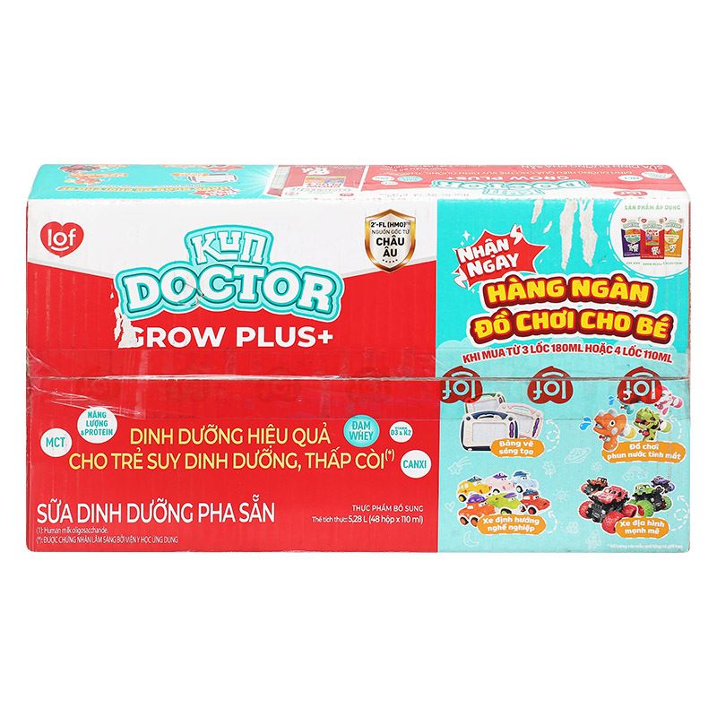 Thùng 48 hộp sữa pha sẵn Kun Doctor Grow Plus+ hương vani 110 ml cho trẻ suy dinh dưỡng, thấp còi (từ 1 tuổi) 3