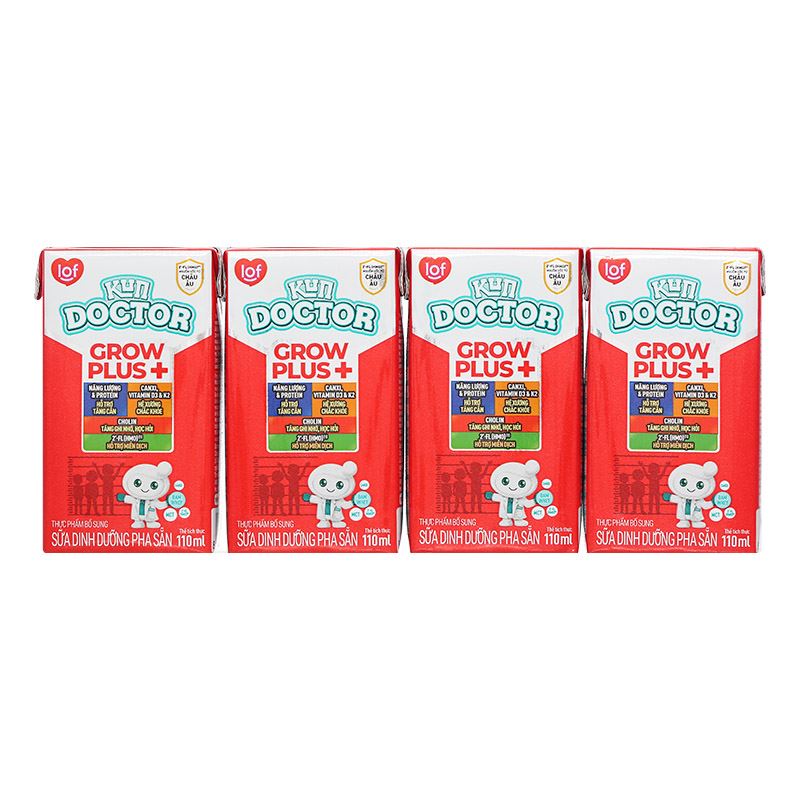 Thùng 48 hộp sữa pha sẵn Kun Doctor Grow Plus+ hương vani 110 ml cho trẻ suy dinh dưỡng, thấp còi (từ 1 tuổi) 6