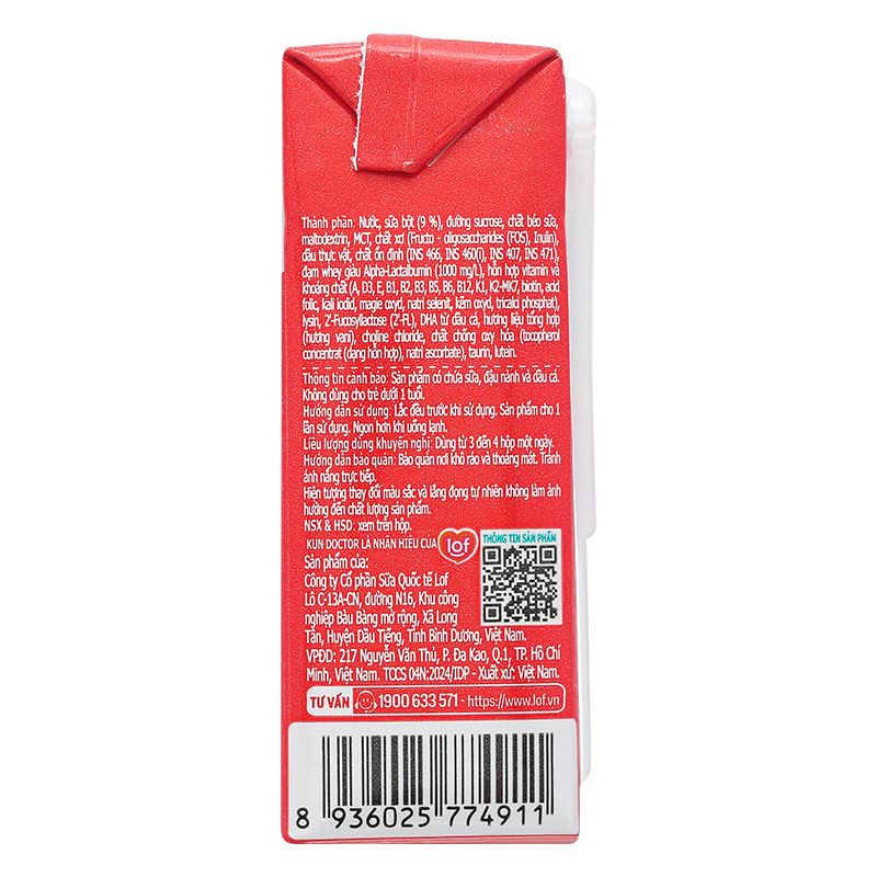 Thùng 48 hộp sữa pha sẵn Kun Doctor Grow Plus+ hương vani 110 ml cho trẻ suy dinh dưỡng, thấp còi (từ 1 tuổi) 11