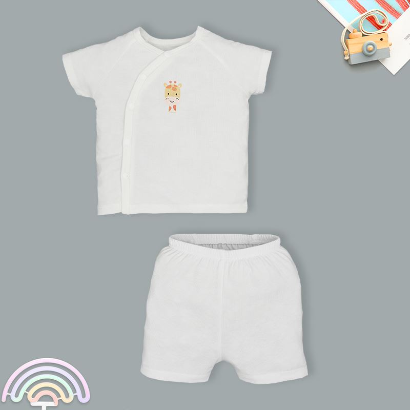 Bộ tay ngắn unisex Lullaby rayon trắng