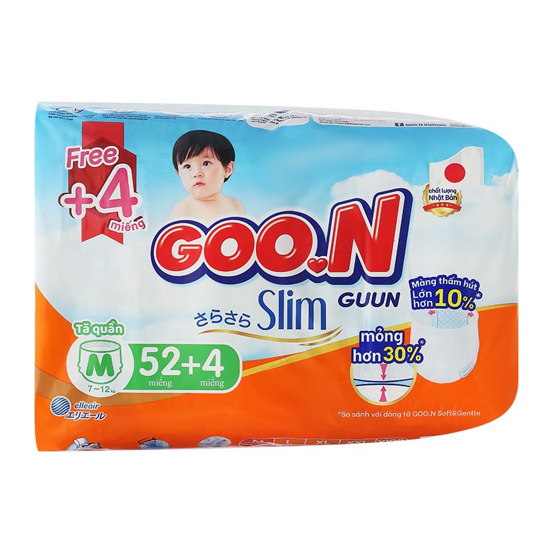 Combo 2 tã quần GOO.N Slim size M 52 + 4 miếng/bịch (7 - 12 kg) - Giao bao bì ngẫu nhiên 4