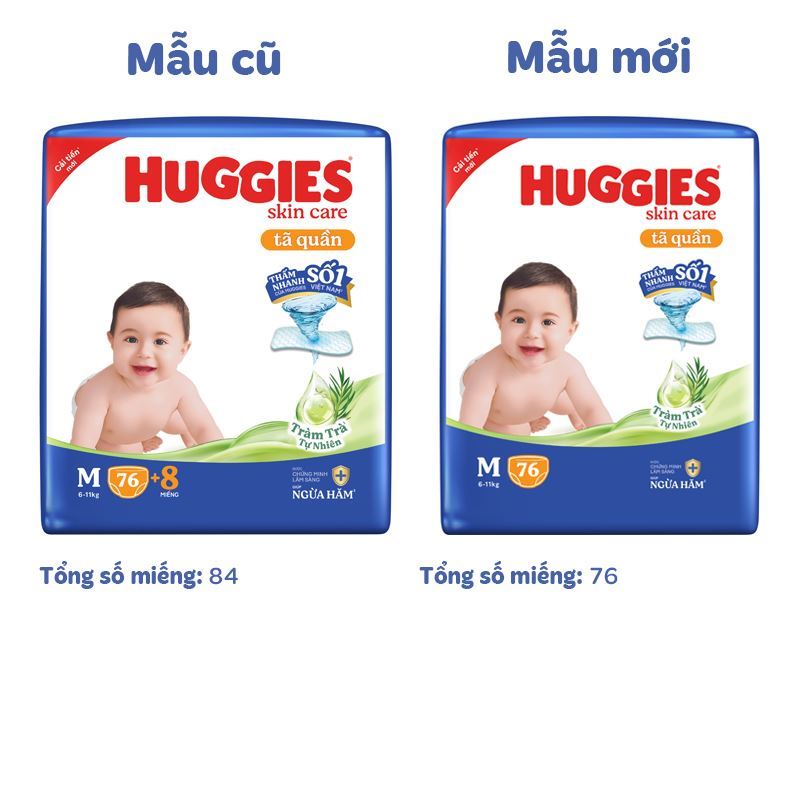 Combo 2 tã quần Huggies Skincare cực đại size M 76 miếng/bịch (6 - 11 kg) - Giao bao bì ngẫu nhiên 2