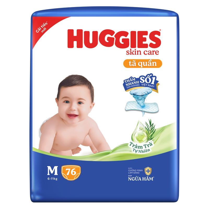 Combo 2 tã quần Huggies Skincare cực đại size M 76 miếng/bịch (6 - 11 kg) - Giao bao bì ngẫu nhiên 3