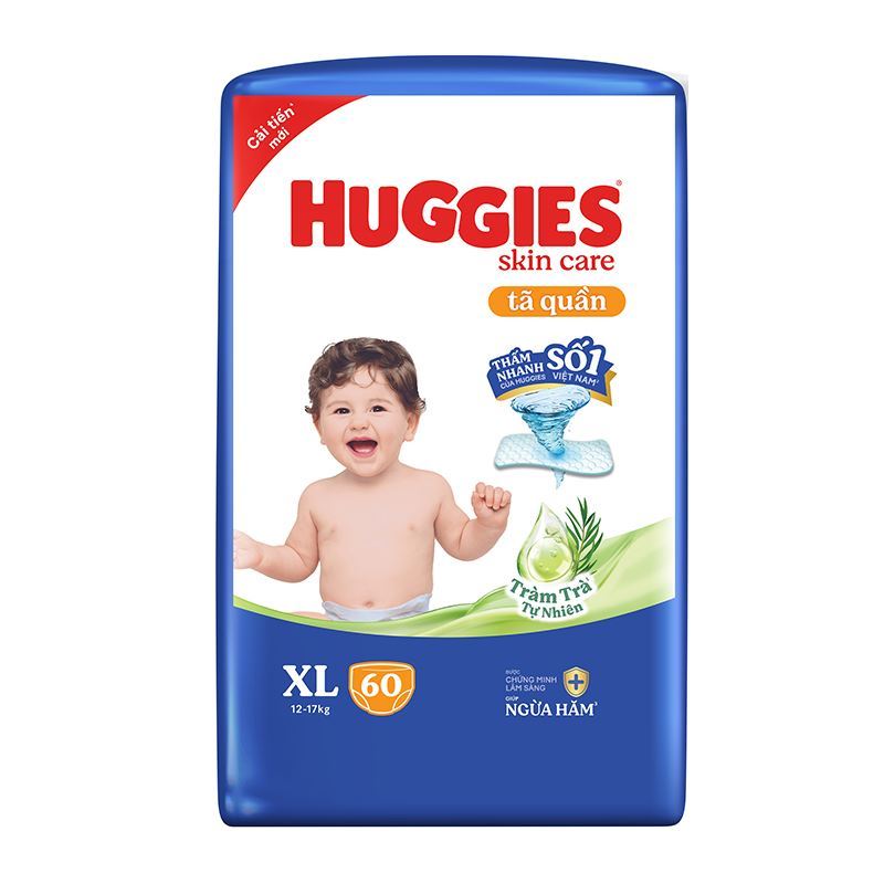 Combo 2 tã quần Huggies Skincare cực đại size XL 60 miếng/bịch (12 - 17 kg) - Giao bao bì ngẫu nhiên 3
