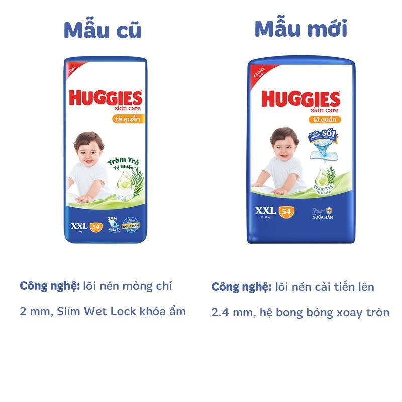 Combo 2 tã quần Huggies Skincare cực đại size XXL 54 miếng/bịch (15 - 19 kg) - Giao bao bì ngẫu nhiên 2