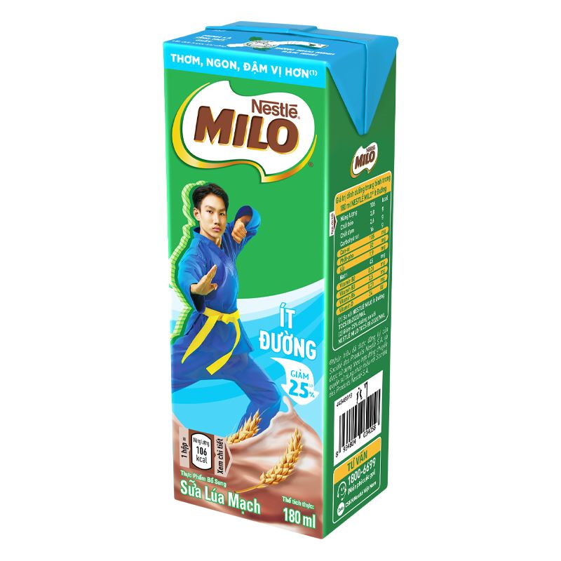 Lốc 4 hộp thức uống lúa mạch Nestlé Milo ít đường 180 ml (từ 2 tuổi) - Giao bao bì ngẫu nhiên 5