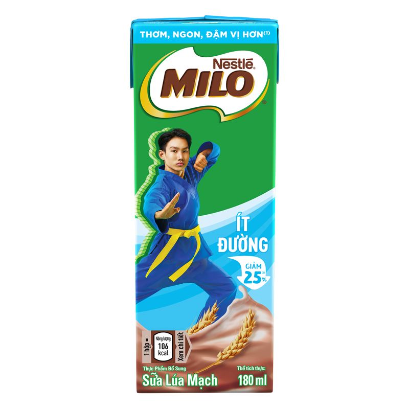 Lốc 4 hộp thức uống lúa mạch Nestlé Milo ít đường 180 ml (từ 2 tuổi) - Giao bao bì ngẫu nhiên 6