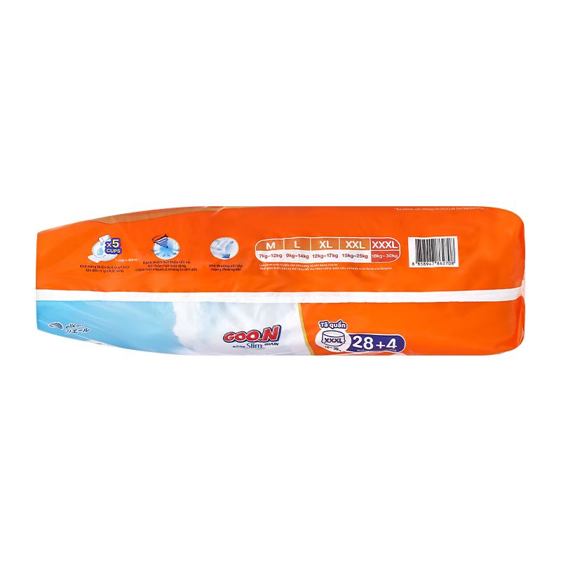 Tã quần GOO.N Slim size XXXL 28 + 4 miếng (18 - 30 kg) - Giao bao bì ngẫu nhiên 5