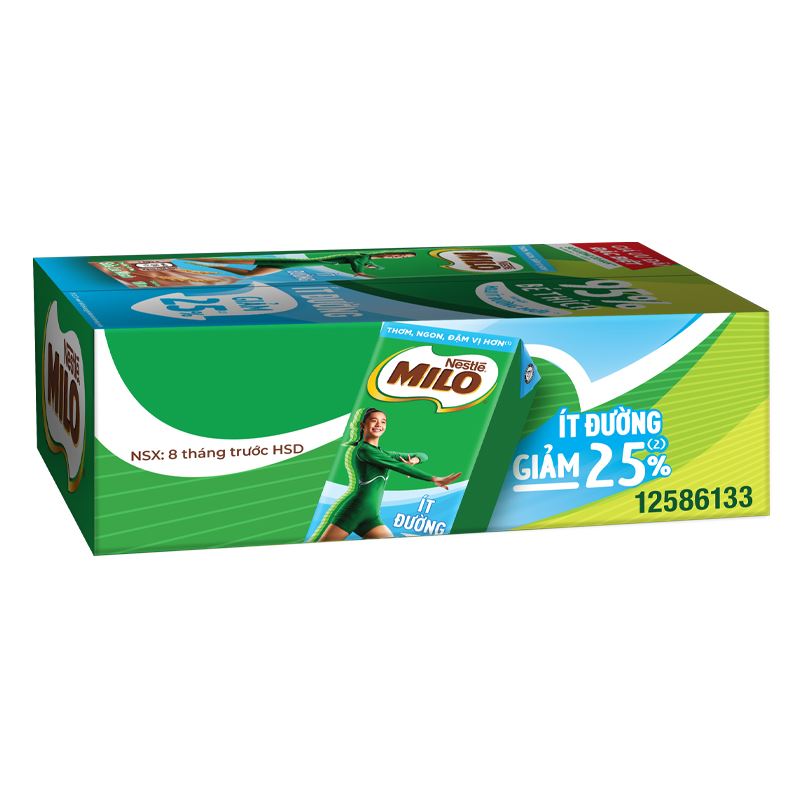 Lốc 4 hộp thức uống lúa mạch Nestlé Milo ít đường 180 ml (từ 2 tuổi) - Giao bao bì ngẫu nhiên 12