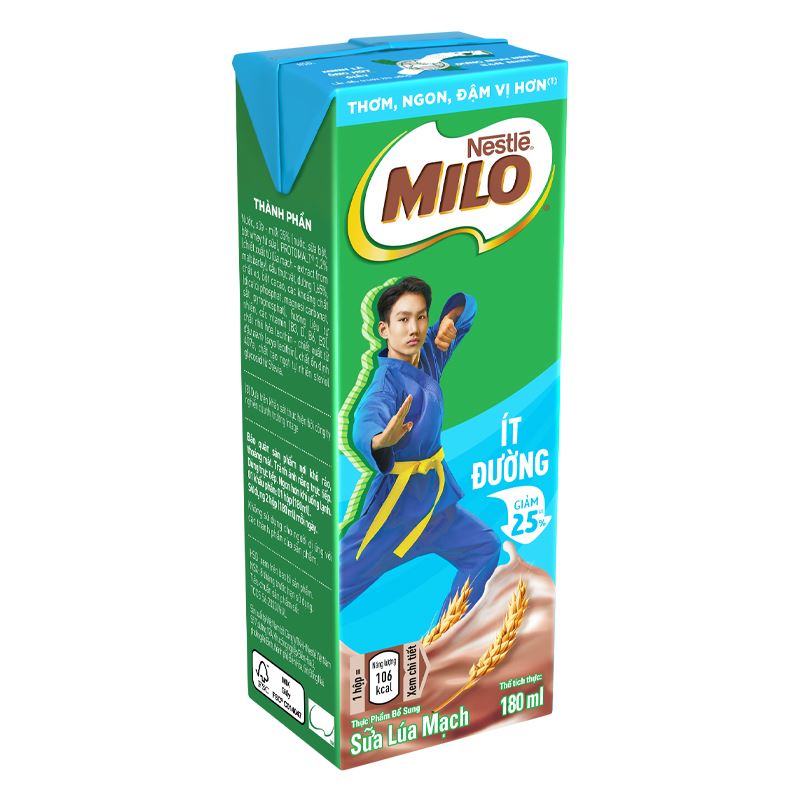 Lốc 4 hộp thức uống lúa mạch Nestlé Milo ít đường 180 ml (từ 2 tuổi) - Giao bao bì ngẫu nhiên 16