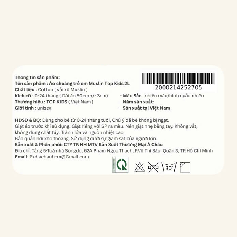 Áo choàng TOP KIDS 0 - 24 tháng - Mẫu ngẫu nhiên 21