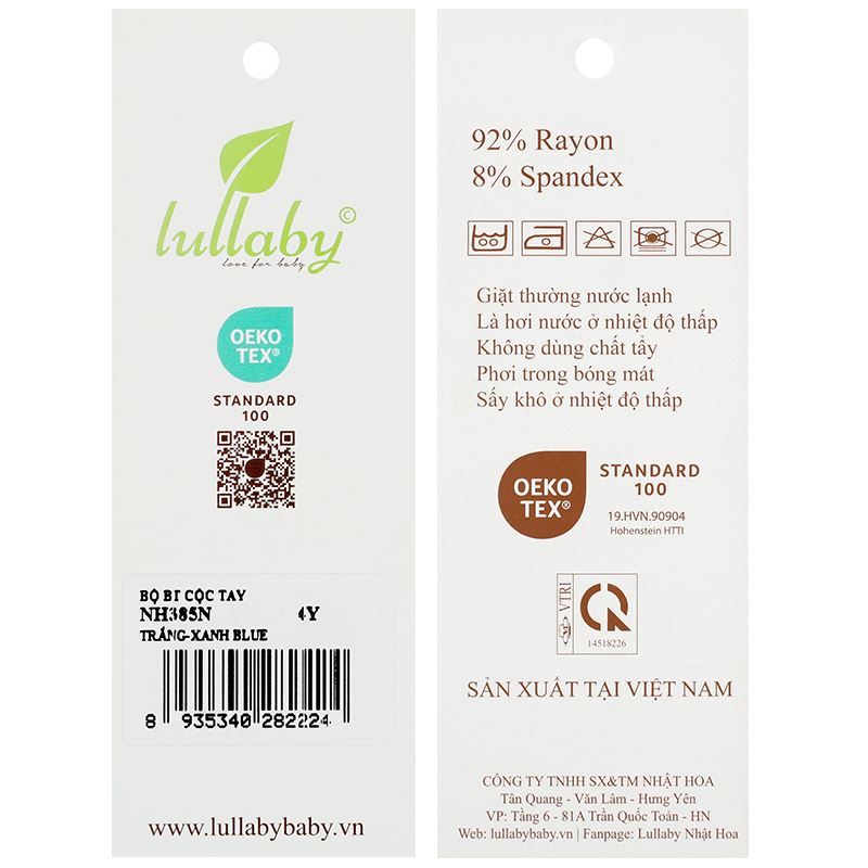 Bộ tay ngắn bé trai Lullaby NH385N màu trắng - xanh cổ vịt 27