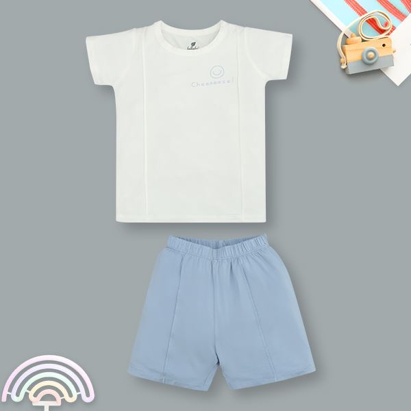 Bộ bé trai Lullaby rayon trắng - xanh dương