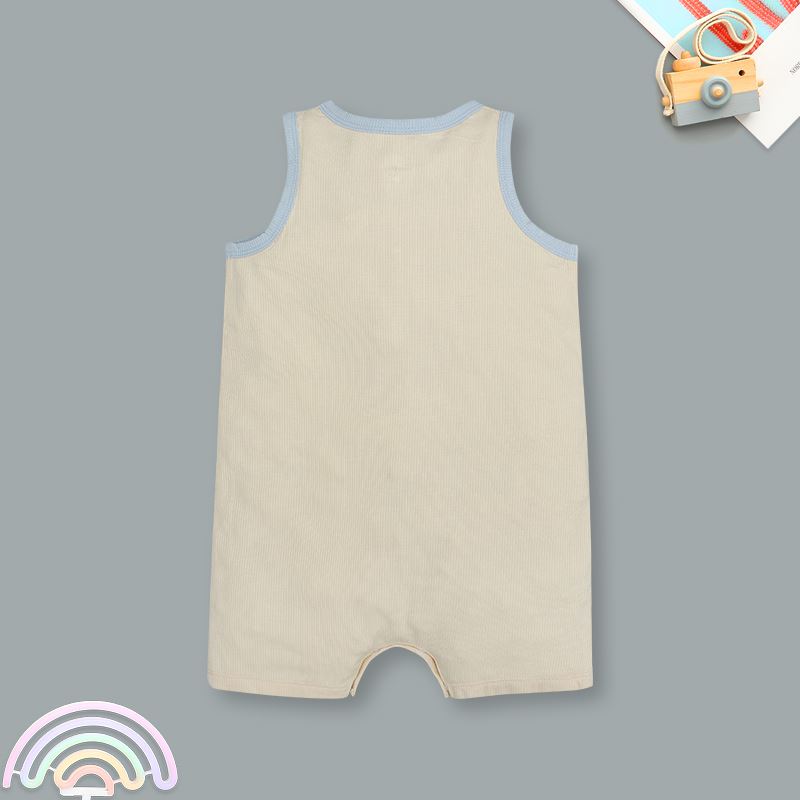 Bodysuit sát nách bé trai đính gấu Lullaby NH398N màu be 2